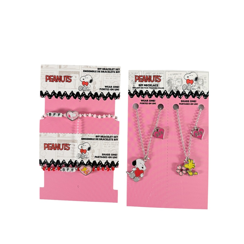 Peanuts Snoopy Woodstock BFF Friendship Necklace‎ Bracelet Jewelry Lot New